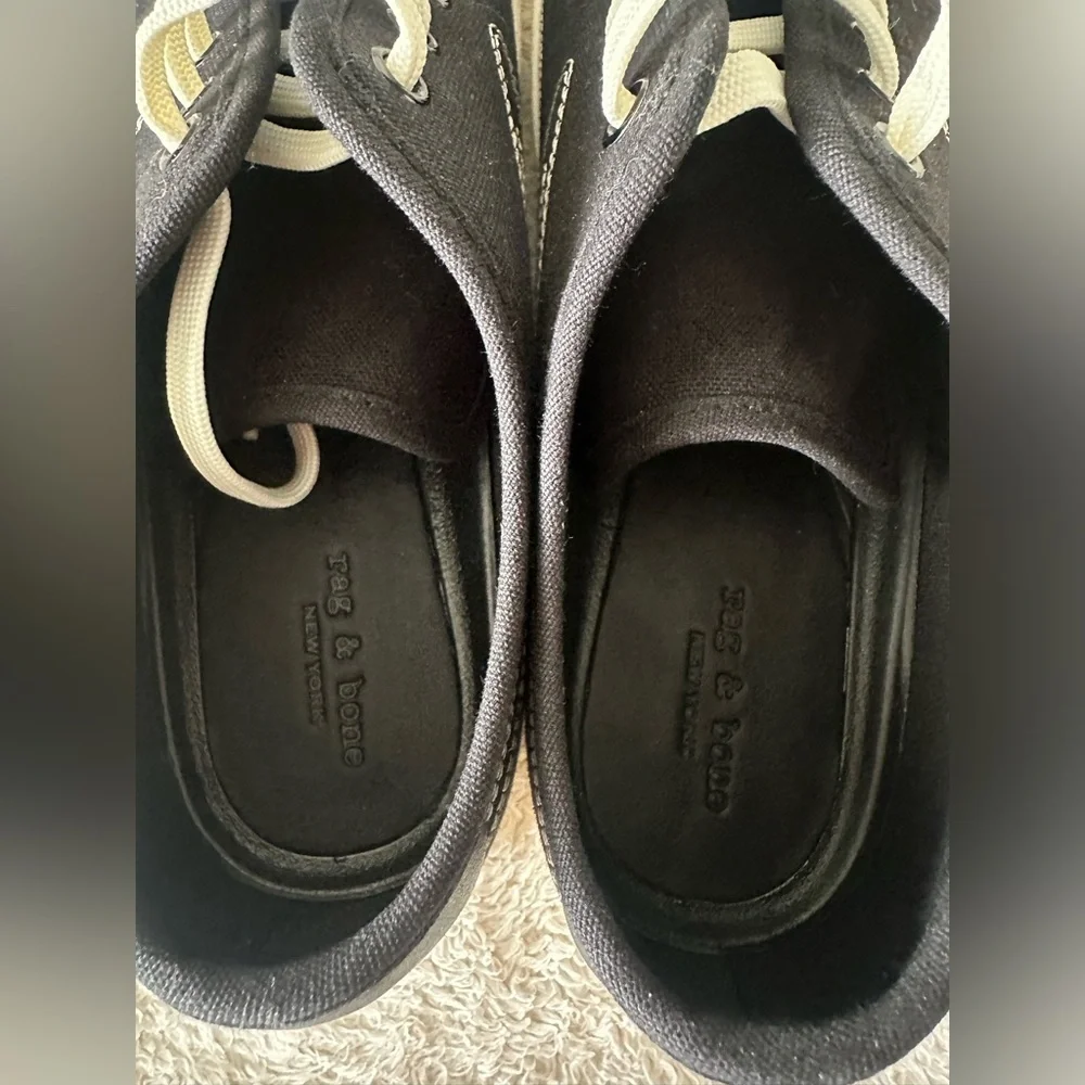 RAG & BONE Black Canvas Court Sneaker size 39